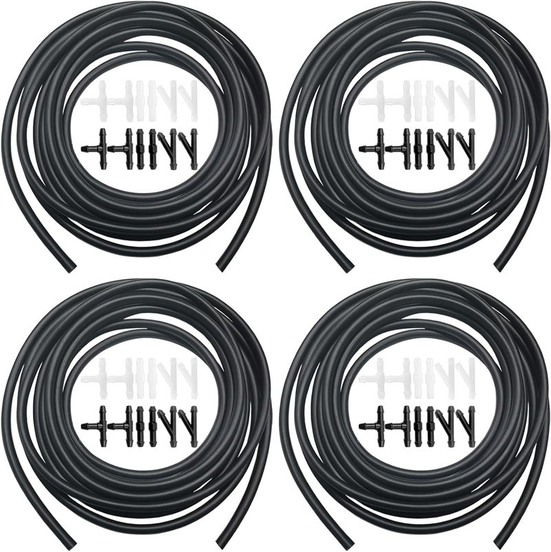 SmaringWing Windshield Washer Hose Repair Kit, Automotive Replacement Windshield Washer Hoses Connect Car Water Pump&Nozzles for Most Car Windshield Washer Tubing (4*4M Washer Fluid Hoses & 48Pcs Hose Connectors) - Image 1